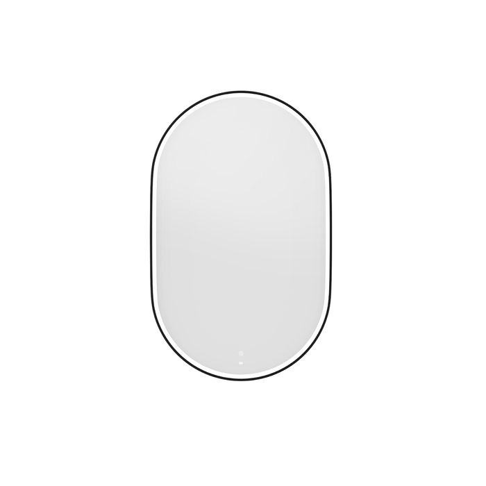 Attica Nobu Oval 900 x 600mm Matte Black Metal Framed LED Mirror