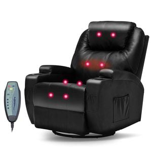 Ufurniture Recliner Chair Electric Heated Massage Chair Lounge Armchair Leather Black