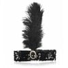 WIDE FLAPPER HEADBAND Feather Sequin Costume Gatsby Charleston Headpiece 1920s Black