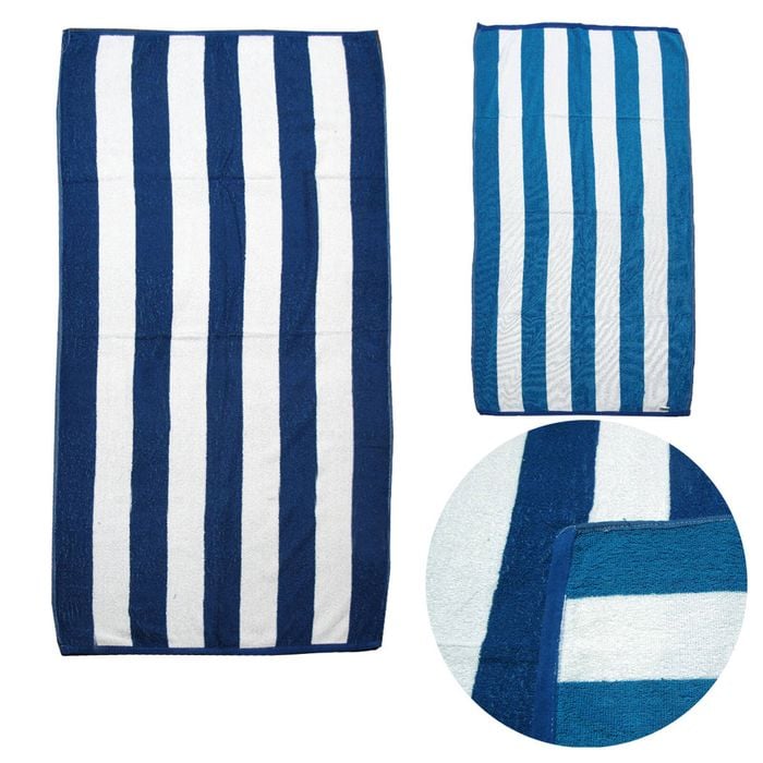 Bloomington 400GSM Set of 2 Reversible Cabana Striped Towels 76 x 152 cm Blue/Aqua