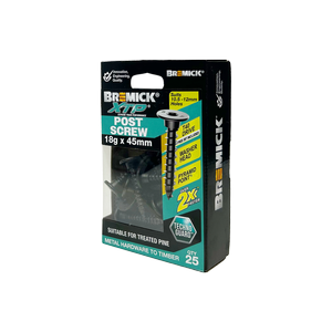 Bremick XTP Post Screw 18g x 45mm TECHNOGUARD BLACK -25 Pack
