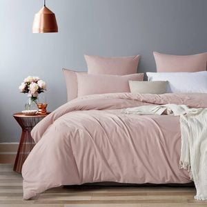 Gioia Casa 100% Cotton Vintage Washed Bed Quilt Cover Set - Pink - Double Size