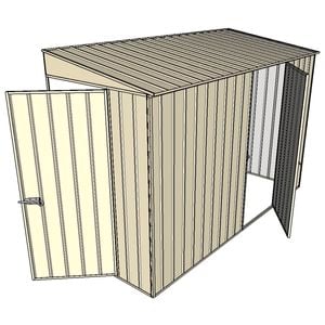Build-A-Shed 1.2 x 3.0 x 2.0m Tunnel Shed Tunnel Hinged Door with 1 Hinged Side Door - Cream