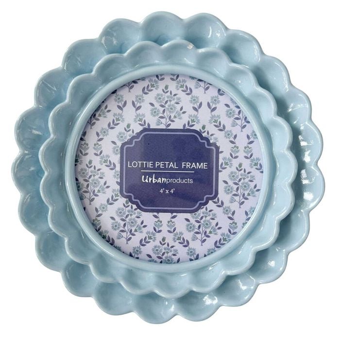 Urban Resin/Wood Lotti Petal Round Photo Picture Frame 4x4in 15cm Blue