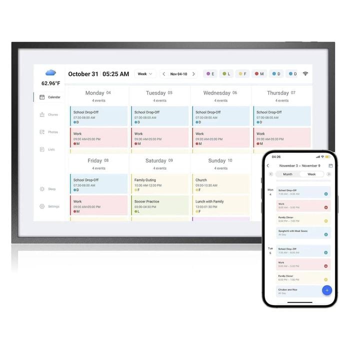 FOHOA 15.6 In Smart Digital Calendar Planner, HD Touchscreen Home Organization Board