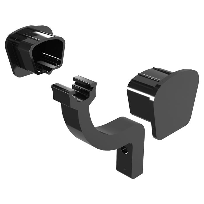 Peak Black Aluminium Deck Balustrade Modular Handrail Brackets and End Caps 