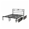 Artiss Double Bed Frame with Charging Station & Storage Drawers Metal