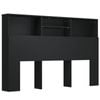 vidaXL Headboard Cabinet Home Organiser Bedroom Wall Bookcase Shelf Black 160 cm