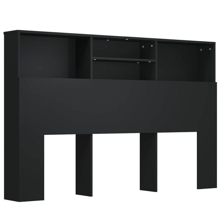 vidaXL Headboard Cabinet Home Organiser Bedroom Wall Bookcase Shelf Black 160 cm