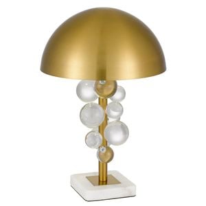 Telbix Narvik Modern Table Desk Lamp Light Marble Metal Glass Antique Gold White Marble Clear
