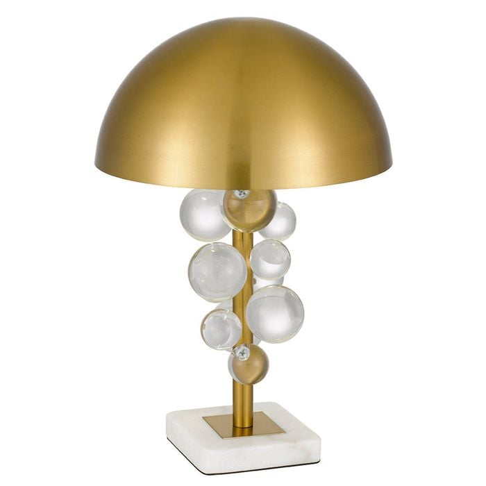 Telbix Narvik Modern Table Desk Lamp Light Marble Metal Glass Antique Gold White Marble Clear