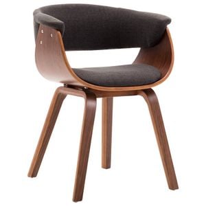 vidaXL Solid Bent Wood Dining Chair Grey Fabric Kitchen Dining Room Seating