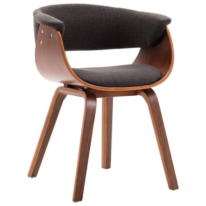 vidaXL Solid Bent Wood Dining Chair Grey Fabric Kitchen Dining Room Seating