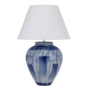 Telbix Jamie Modern Table Desk Lamp Light Fabric Ceramic Blue White