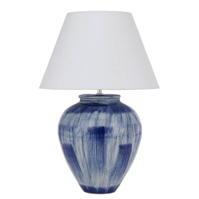 Telbix Jamie Modern Table Desk Lamp Light Fabric Ceramic Blue White