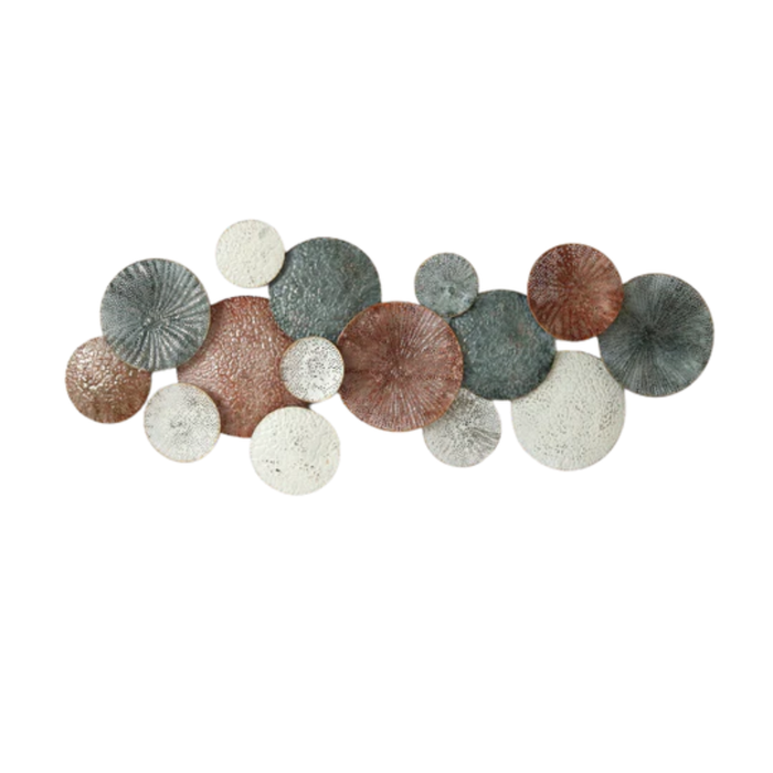 P&P Textured Circles Metal Wall Art in Rustic Tones with Modern Layered Geometric Design