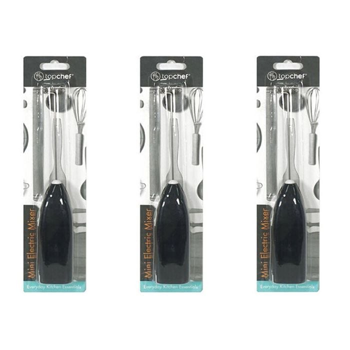 3PK Topchef Mini Handheld Electric Coffee Stirrer Milk Frother Assorted