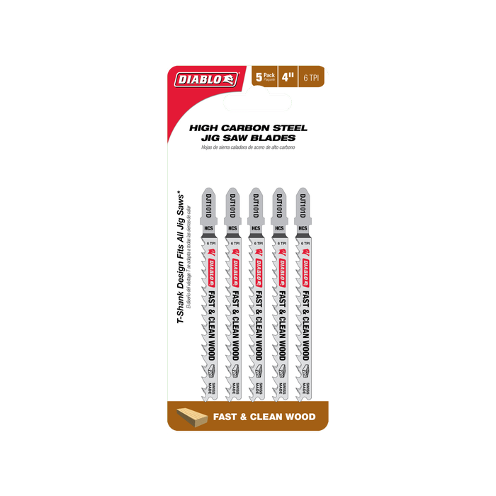 Diablo 100mm High Carbon Steel Jig Saw Blade for Fast & Clean WoodCuts 2608F02240 - 5 Pack