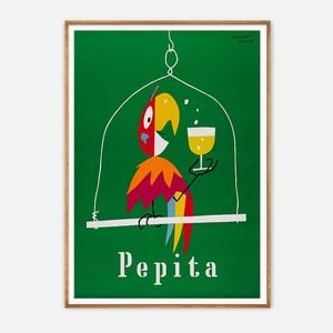 Galrie Herbert Leupin's Pepita Vintage Art Print - Colorful Mid-Century Decor, Wood Frame, A3 30 x 42cm (12 x 16inch)