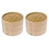 2PK D.Line 3-Tier Cooking Bamboo Steamer 20cm - Natural