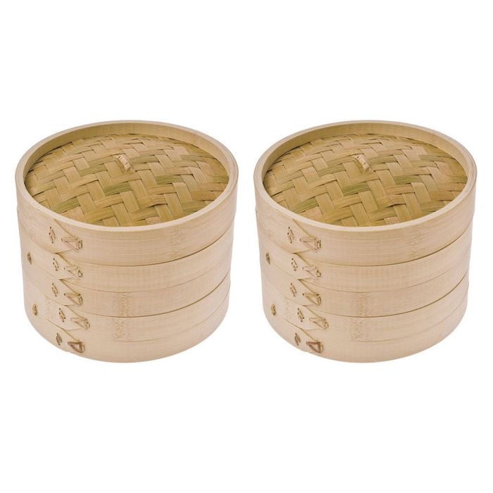 2PK D.Line 3-Tier Cooking Bamboo Steamer 20cm - Natural