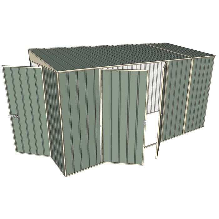 Build-a-Shed 1.5 x 3.7 x 2.0m Skillion Double Hinged Side Doors Shed - Green