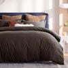 LINENOVA 100% Pure Cotton Quilt Cover Set - Super King,Chocolate