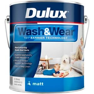 Dulux Wash&Wear Vivid White Matt Interior Paint - 4L