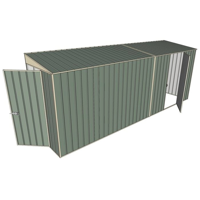 Build-A-Shed 1.2 x 5.2 x 2.0m Tunnel Shed Tunnel Hinged Door with 1 Hinged Side Door - Green