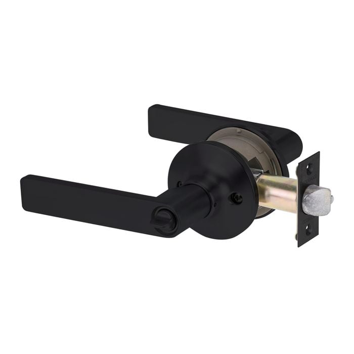 Lockwood 35-51mm Matt Black Entrance Lever