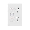 DETA X6 White Vertical Double Power Point With Extra Switch