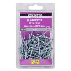 Otter 4.0 x 6.4mm Open Steel Blind Rivets - 100 Pack