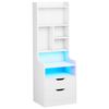 Advwin Tall LED Nightstand with Charging Station, 3 Drawers, Bookshelf, 6 Storage Shelves & 3 Hooks, White