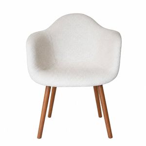 Sk Designer Living | Replica Eames Daw Hal Inspired Chair | Fabric & Walnut - Texture Ivory