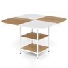 Costway 1.2M Square Dining Table for 4 2-color Splice Desktop Shelves-White