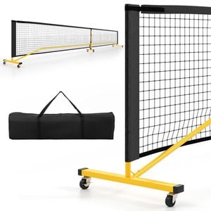 Costway 6.75m Portable Pickleball Net Pe W/6 Lockable Wheels Carry Bag