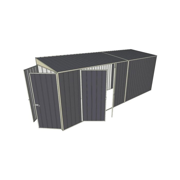 Build-a-Shed 1.5 x 5.2 x 2m Double Hinged Side Door Skillion Shed - Grey