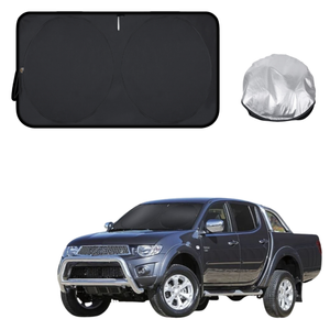 Front Windscreen Sun Shade for Mitsubishi Triton Double Cab 2006 - 2015 (ML MN) - Standard 150 x 85 cm - Black