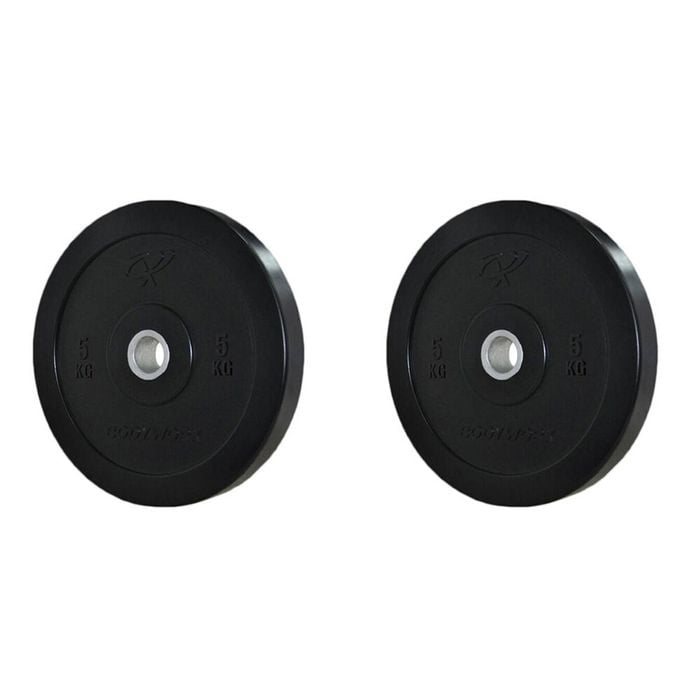 2pk Bumper Plate Weight Lift Home Gym Workout Exercise 5kg Black