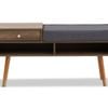 Designer Cabinet Bench Storage with Seat Wooden Shelf Hallway Cupboard Walnut