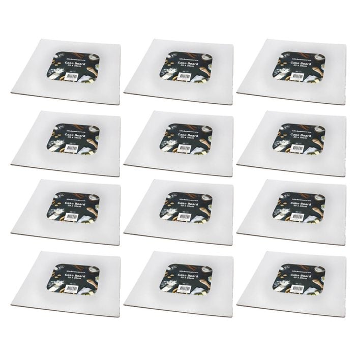12x Urban Kitchen Cake Board 2pc Square Silver 35x35cm for Baking