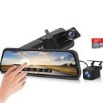 Elinz 10" Rearview Mirror 1080P Full Touch Screen Car Dual Dash Cam Reversing Camera Hardwire Kit 32GB