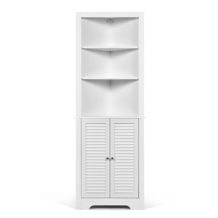 Costway 173cm Tall Storage Cabinet Corner Organizer White