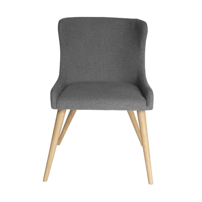 SK Designer Living | Osaka Upholstered Dining Chair | Natural Wood Legs - Grey Fabric