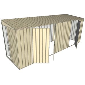 Build-a-Shed 1.5 x 5.2 x 2m Double and Single Hinged Side Door Skillion Shed - Cream