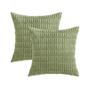 Gioia Casa Boho Corduroy Cushion Covers -  Sage Green - 45cm x 45cm (Set of 2)