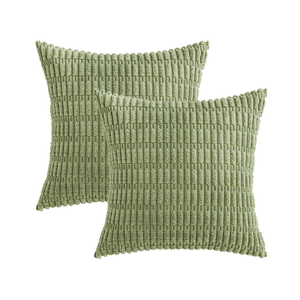 Gioia Casa Boho Corduroy Cushion Covers -  Sage Green - 45cm x 45cm (Set of 2)