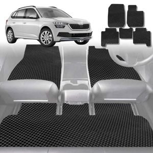 6D Diamond Car Floor Mats for Skoda Kamiq 2019-Current-Full Set-Black-Outback GT