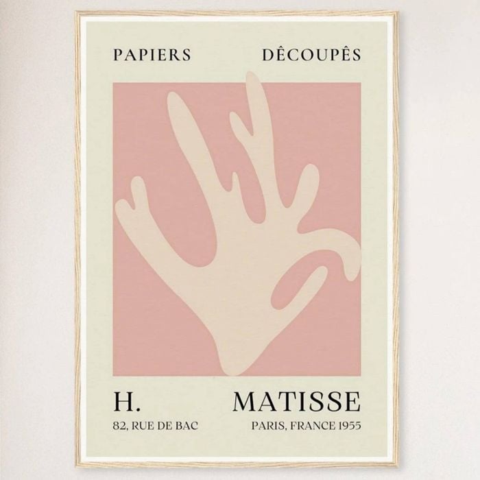 Galrie Papiers Découpés Pink Foliage H. Matisse Print (1955) Elegant for your Home, Wood Frame, A2 42 x 60cm (16 x 24inch)