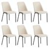 Oikiture Set of 6 Dining Chairs Chenille Fabric Beige